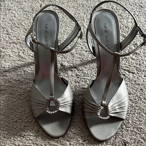 Nine West Metallic Silver Heels